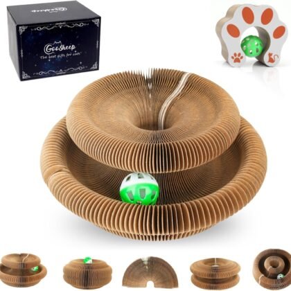 Accordion Magic Organ Cat Scratcher Toys for Indoor Cats - Cardboard Cat Scratching Board Ball Scratcher Pad 1 Pack