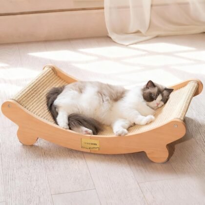 CHEERHOME PETS Sisal Cat Scratcher Bed for Indoor Cats Hammock for Scratching Pad Cat Chair Nartural Sisal Scratch Post for Large Cats Scratcher Lounge, Wooden Cat Furniture(Large)