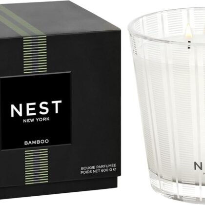 NEST New York Scented 3-Wick Candle, Bamboo - 21.2 oz - Up to 100-Hour Burn Time - Reusable Glass Vessel