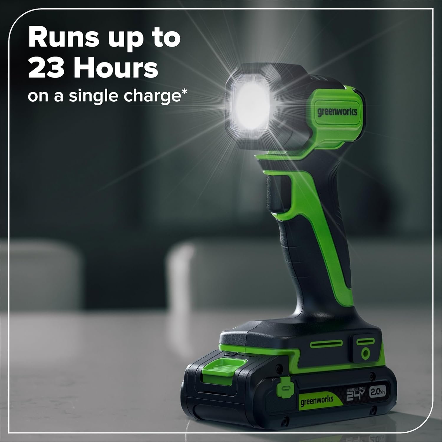 GREENWORKS 24V (4-TOOL) Combo (1/2” Drill + 1/4” Impact Driver + 6.5” Circular Saw + 200Lm Flashlight), 4.0Ah + 2.0Ah Batteries (24,000mAh Power Bank), (2) Braided Cables, 65W Rapid Charger - Image 20
