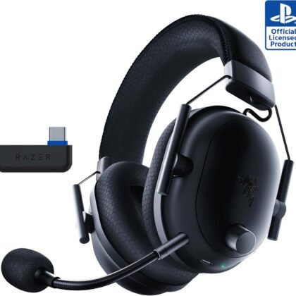 Razer BlackShark V2 Pro Wireless PlayStation Gaming Headset: 50mm Drivers - Super Wideband Mic - Noise Isolating Earcups - For PS5, Nintendo Switch 2, PC, Mac - Bluetooth, USB-C - 70hr Battery – Black