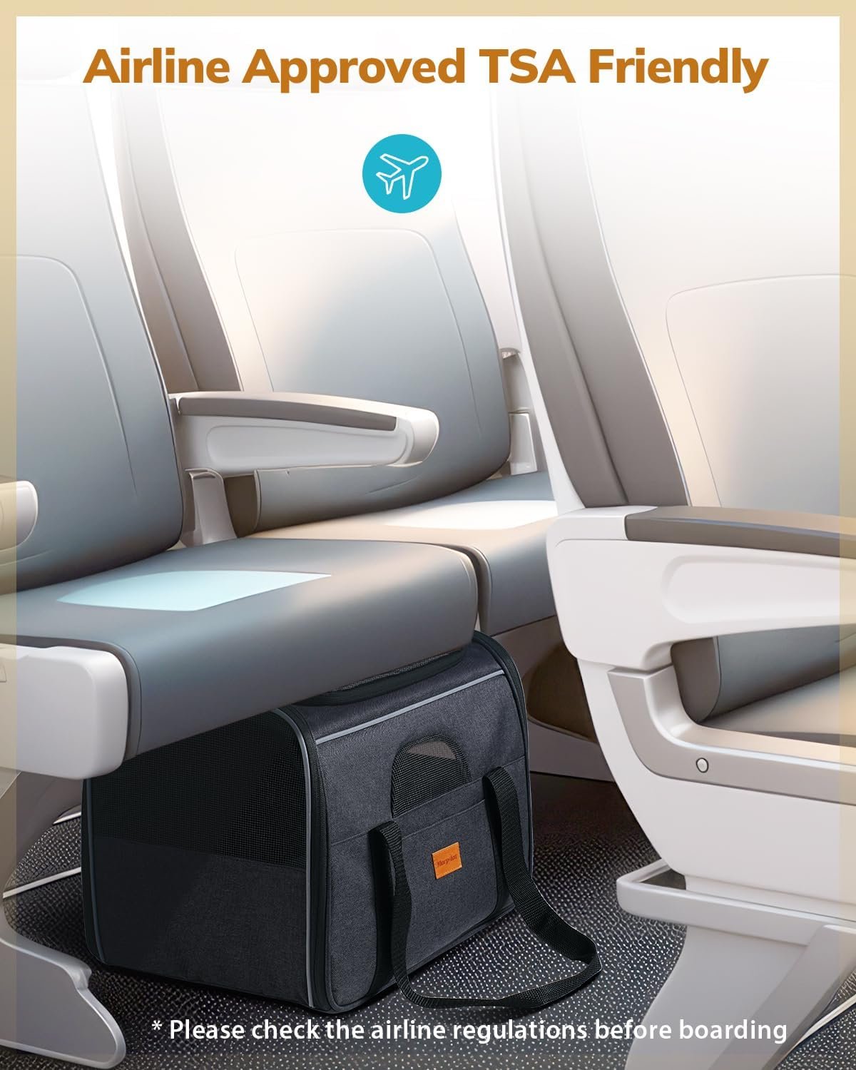 Morpilot Cat Carrier - Cat Carrier Soft for Medium or Large Cats up to 20lbs, with Dual-Sided Cushion, Secure Buckle and Foldable Bowl, Dog Carriers for Small Dogs - Pet Carrier (Dark Gray) - Image 9