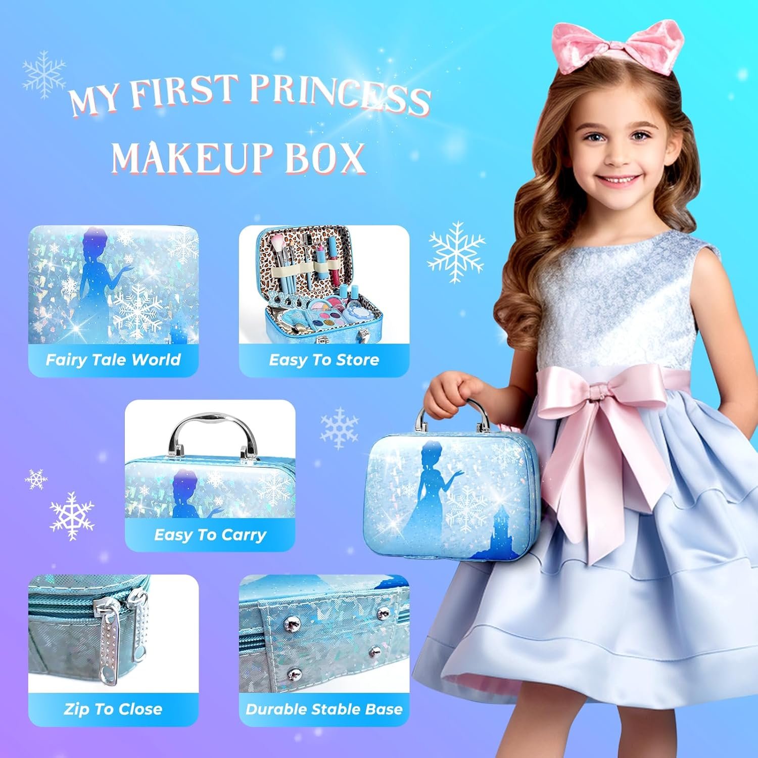 INNOCHEER Kids Makeup Kit for Girl Toys, Frozen Makeup Set for Girls, Real Washable Makeup Kit for Girls, Birthday Christmas Princess Gifts for Girls Kids Toddlers Age 3 4 5 6 7 8 9 10 11 12 Year Old - Image 4