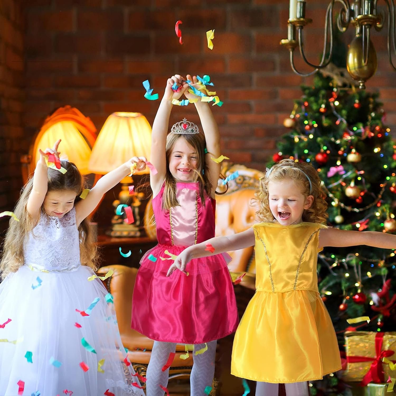 SOLIEHOO Girls Princess Dress Up Trunk, Pretend Play Costumes Princess Role Play Set 15pcs Girls Dress up Clothes for Toddler Age 3 4 5 6 Years with 4 Tops,4 Princess Dresses Crown Necklaces - Image 5