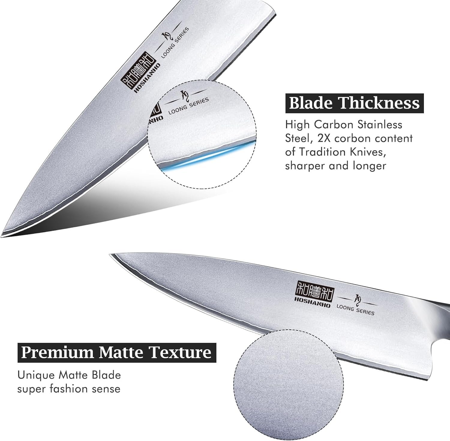 HOSHANHO Kitchen Knife in Japanese High Carbon Steel, Professional High-Class Chef's Knife 8 inch, Non-slip Ultra Sharp Cooking Knives with Ergonomic Handle - Image 2