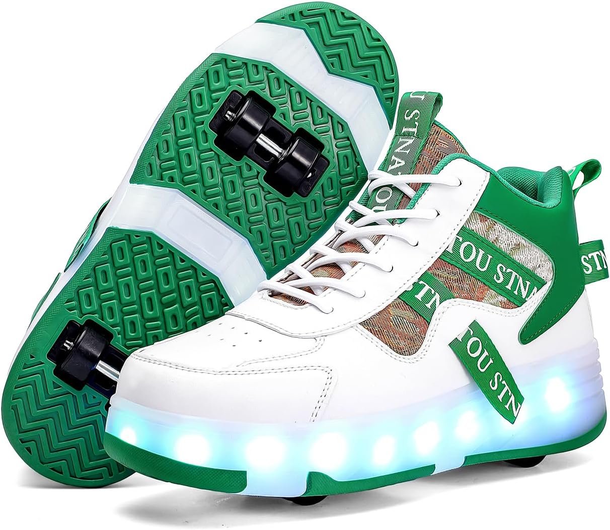 HHSTS Roller Skate Shoes for Kids Upgraded 16 LED Model 4-Detachable Wheeled Light up Boys Girls High Top Fashion Sneakers for Child Christmas Birthday New Year Gifts