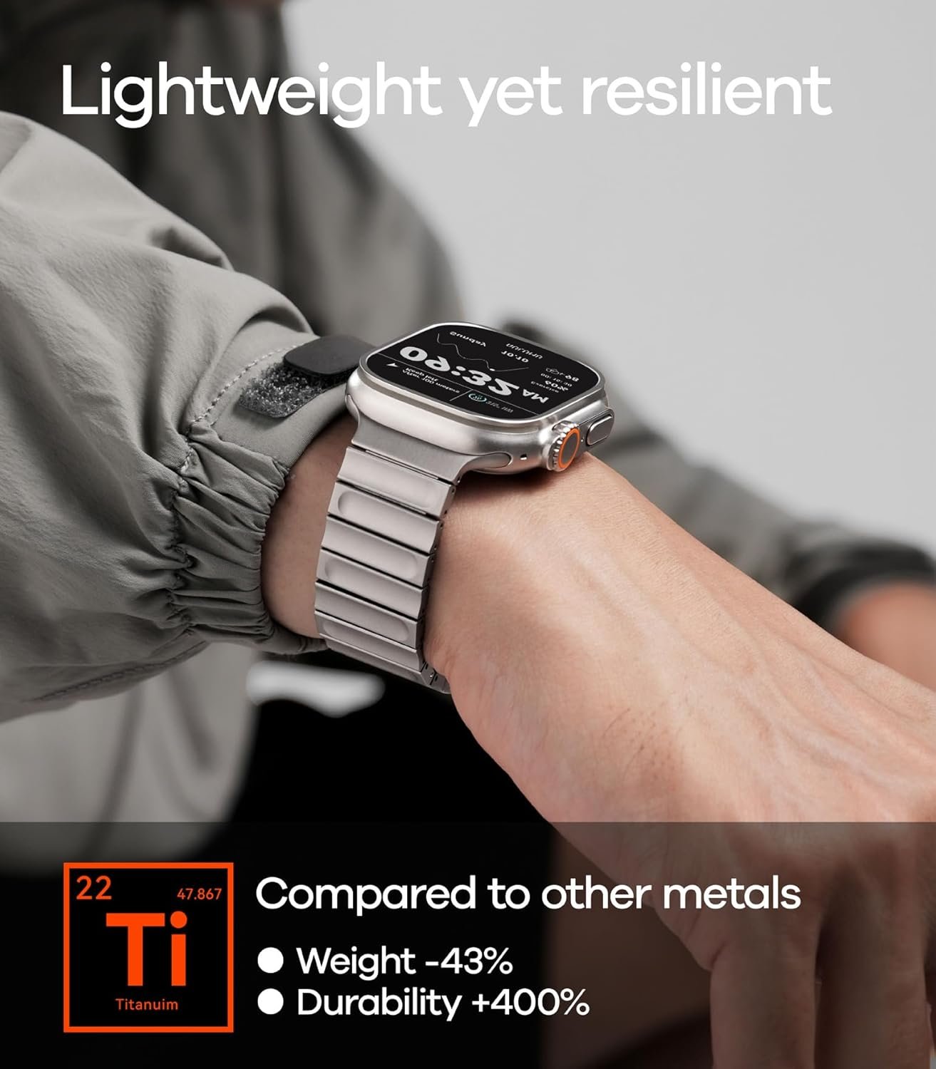 Aulumu C01 Hi-Per Titanium Alloy Watch Band | for Apple Watch Ultra 3& Ultra 2/1 | Ultra-thin Magnetic Clasp | DLC Professional Hardening Process | iWatch Large Dial Series(49/46/45/44mm) - Image 5