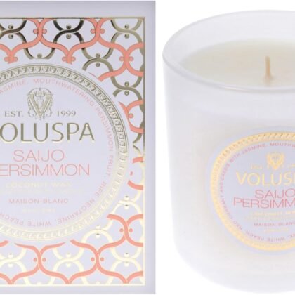 Voluspa Saijo Persimmon, Classic Boxed Candle, 9.5 Ounce, 60 Hour Burn Time, Coconut Wax for Clean Burning, Handcrafted in The USA