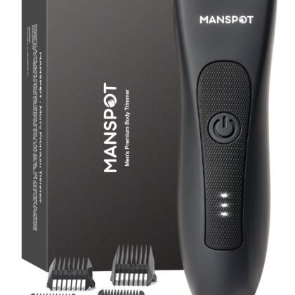 MANSPOT Manscape Groin & Body Hair Trimmer for Men, Electric Ball Pubic Trimmer Shaver,Manscape Kit with 4 Guard,Replaceable Ceramic Blade Heads,Waterproof Wet/Dry Shaver,90 Minutes Shaving