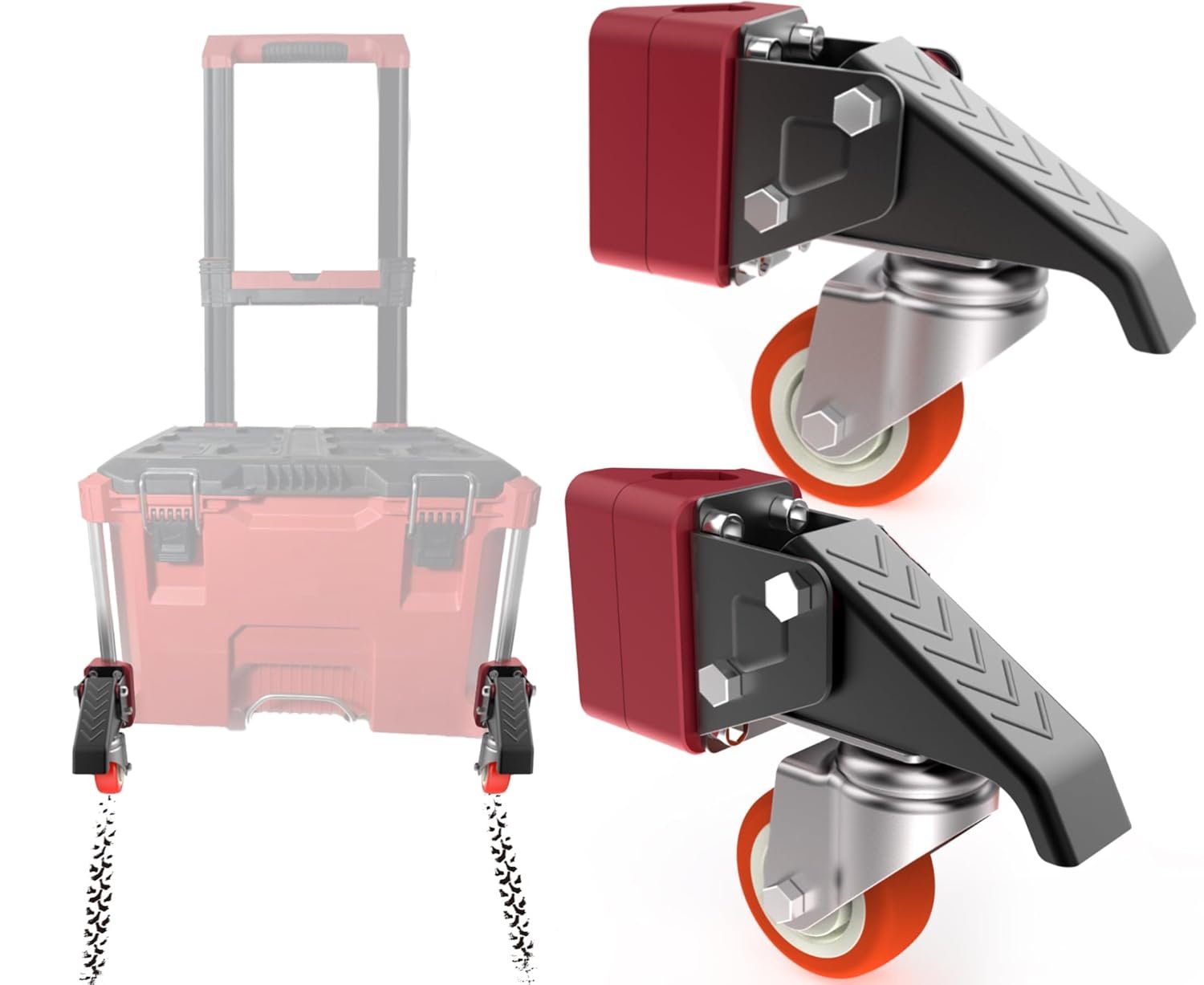 Front Wheels Upgrade Kit for Milwaukee Packout System - Easy Rolling Dolly Conversion.Accessories for Milwaukee Packout Rolling Tool Box. - Image 8