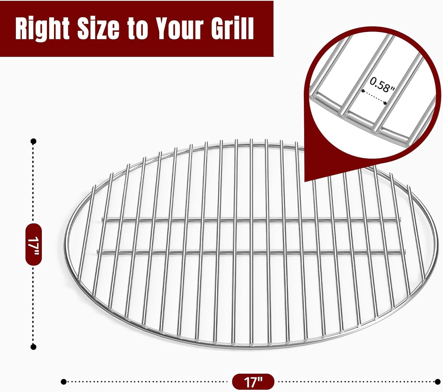 SHINESTAR 7441 Charcoal Grate Replacement, 17" Heavy-Duty Fire Grate for Holding Charcoal, for Weber Charcoal Grills, Fits Original Kettle, Master-Touch, Performer, Jumbo Joe Premium - Image 4