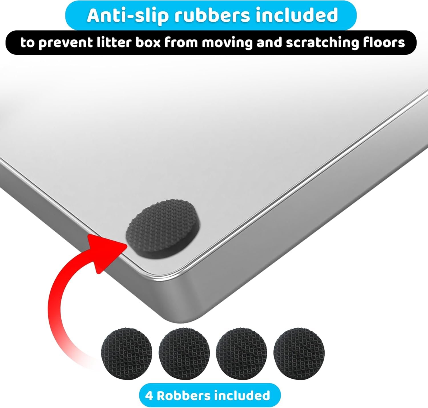 Stainless Steel Reusable Litter Tray Compatible with Petsafe-Scoop Free Self-Cleaning Cat Litter Box - Non Slip Rubber- Stainless Steel Will Never Absorbs Odor, or Stains - Image 4