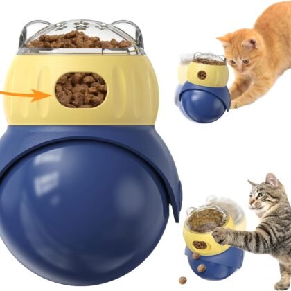 Cat Interactive Puzzle Toy, Adjustable Treat Dispenser for Indoor Cats, Safe Material Kitty Enrichment Toy for IQ Training, Mental Stimulation, Relieve Boredom, Gifts