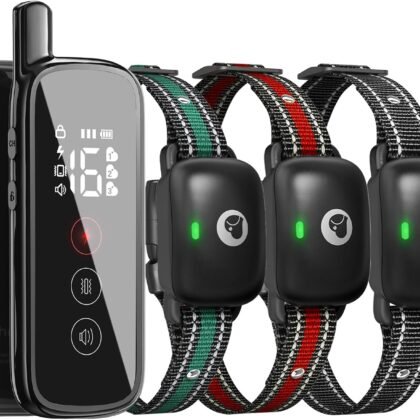 Dog Training Collar 3 Dogs, Dog Shock Collar with Remote - 2600Ft Range, Rechargeable Waterproof Electric Dog Collar, 3 Training Modes (Vibration, Beep, Shock) for E-Shock Collar（Black）