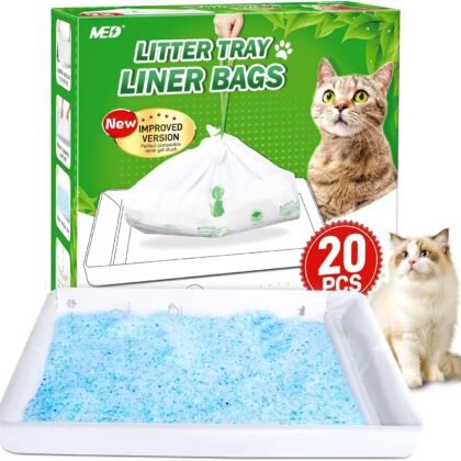 Litter Box Liners Compatible with Pets Scoopfree Litter Box Refill Tray Rectangle Bags with Anti-scratch Cardboard 20 Pack