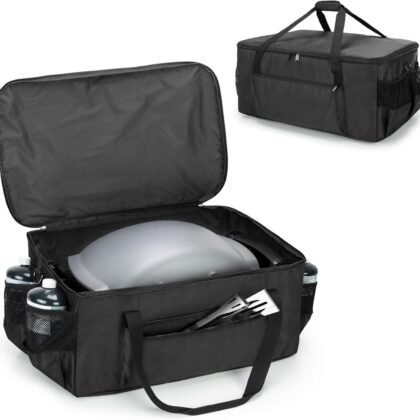 SAMDEW Outdoor Grill Cover Compatible with Weber Q1000 Q1200 Propane Gas Grill, Portable Grill Carry Bag Compatible with Weber Q1400 Electric Grill, for Camping & Barbecue, Bag Only (Patented Design)