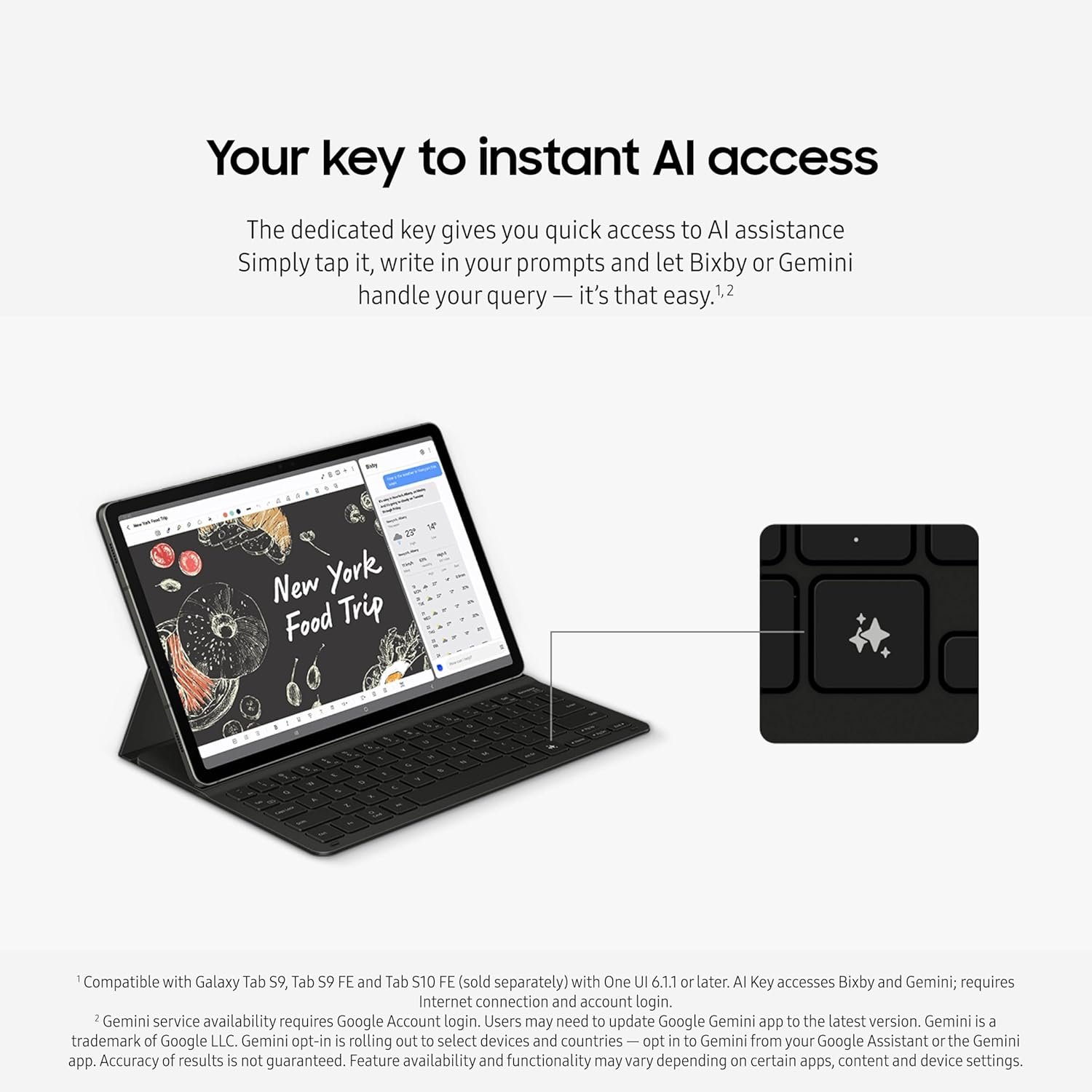 Samsung Galaxy Tab S9 | S9 FE | S10 FE, FE Book Cover Keyboard Slim - AI Key for Galaxy Tab S10 FE, Detachable Platform, PC-Like Experience, Wireless Keyboard Sharing - Image 2