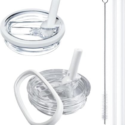 2 Pack Stanley Lid Replacement 40 oz, Only for Stanley Quencher H2.0 Cup Accessories, Spill-Proof Design, High-End Heat-Resistant Material (Milk White)