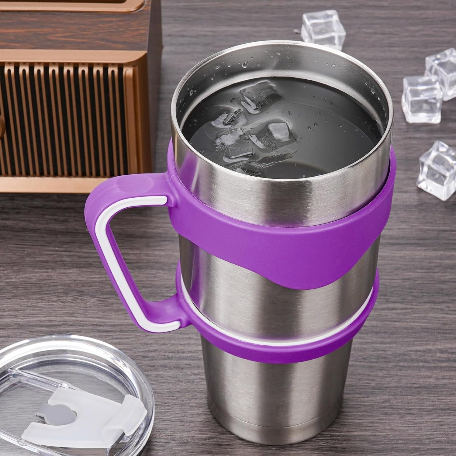 Linkidea Tumbler Handle Compatible with YETI Rambler, Simple Modern, SIC, Ozark Trail, RTIC and Most 30oz Tumbler Mugs, Portable Anti Slip Travel Mug Grip, Purple, CAC-002-06 - Image 6