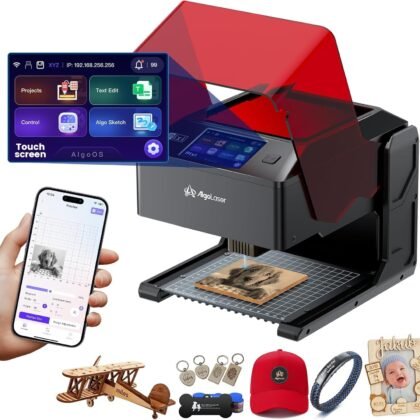 AlgoLaser 5W Smart Laser Engraver Machine: Portable Laser Engraver with 3.5" Touchscreen & 2.0 AlgoOS System - Hand Draw/Wireless Transmission/SD Card/Offline - Laser Engraving for Wood, Leather