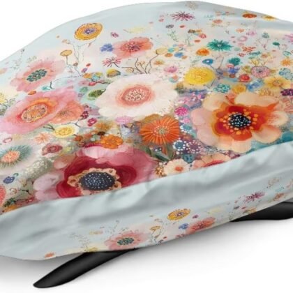 Grill Cover with Watercolor Poppy Daisy Floral Print Waterproof Pizza Oven Grill Accessories Compatible with Coleman Roadtrip LX/LXX/LXE/285 Wind Resistant BBQ Covers for Outside
