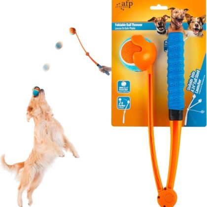 AFP 25“ Dog Ball Launcher – Interactive Dog Toy for Outdoor, Foldable, Lightweight Design with Non-Slip Handle, Includes Medium Ball (2.5'')