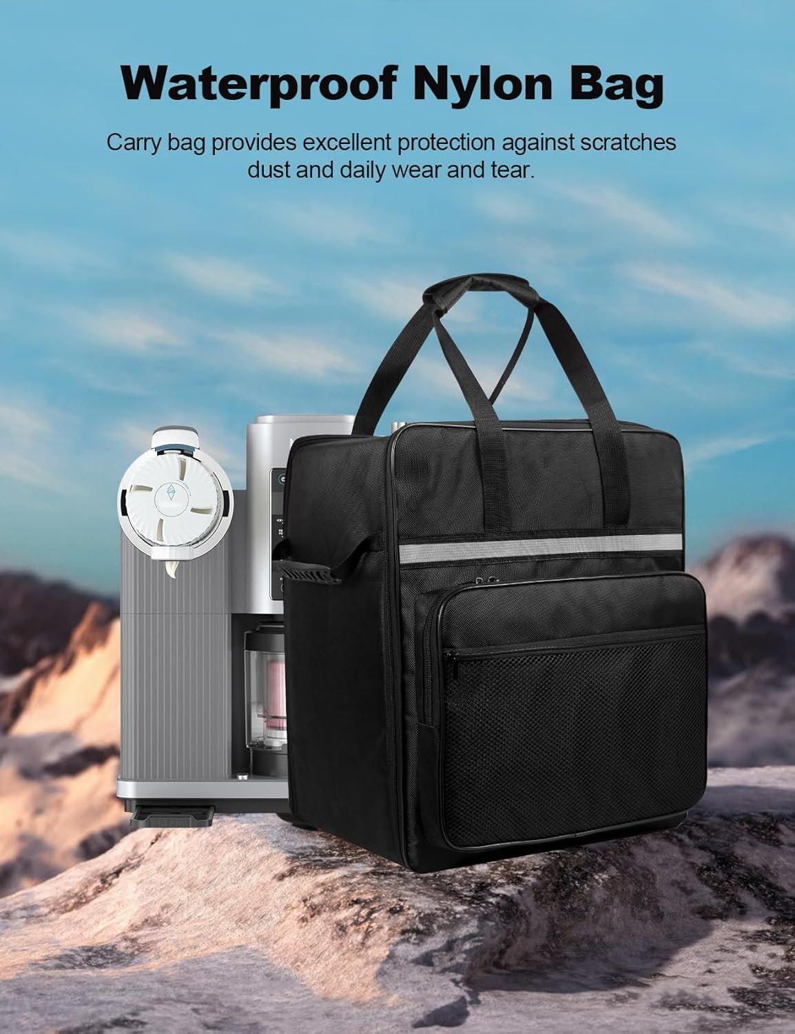 EiiJugaloo Ice Cream Machine Carrying Bag Sorbet Maker Travel Case Heat-Resistant Waterproof Oxford Cloth Storage Bag for Ninja NC701 Swirl by CREAMi Ice Cream and 16oz Soft Serve Maker - Image 8