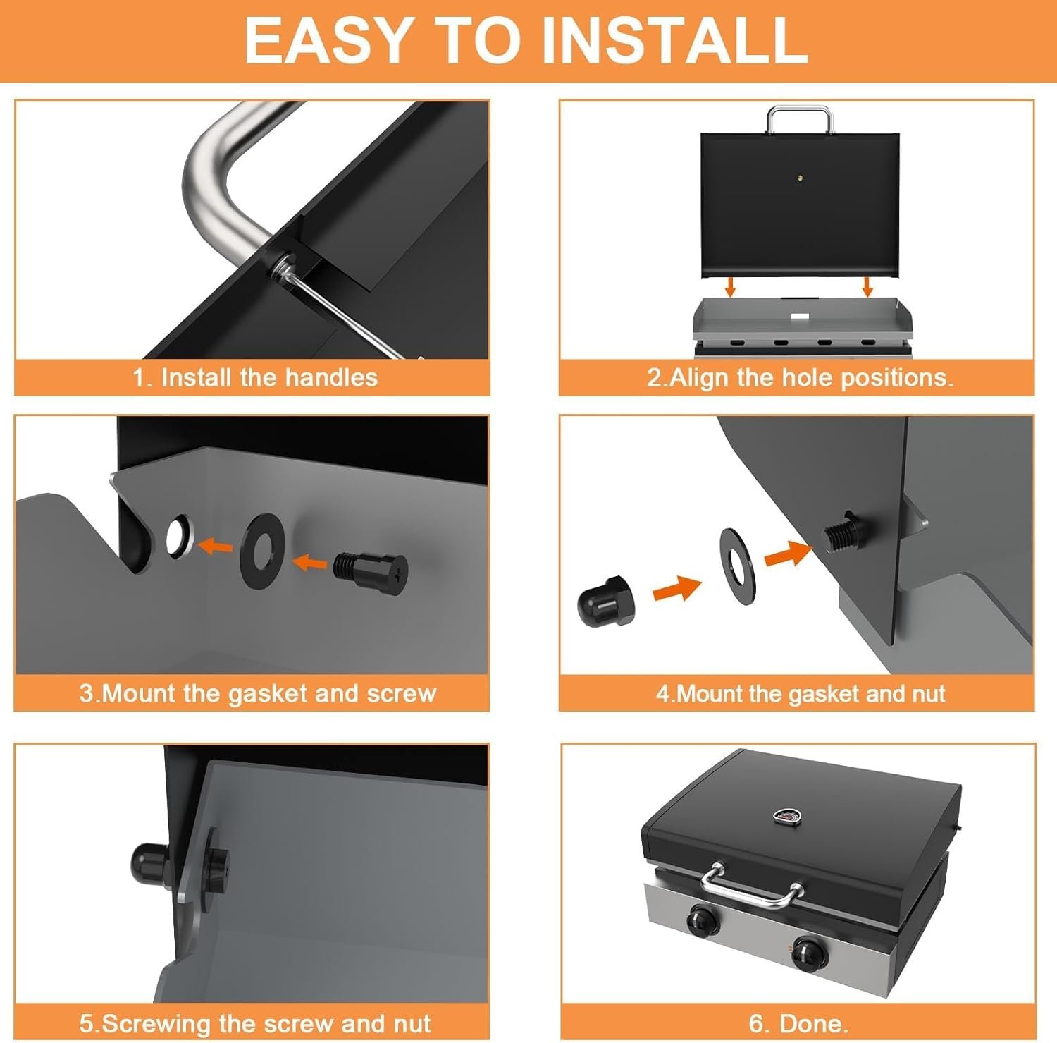 Upgrade Griddle Lid for Blackstone Omnivore 1666 22 Inch Tabletop Griddle(2024 Model),Grill Hard Cover w/Handle & Thermometer for Blackstone Hinged Lid 22" Omnivore Parts 2203 2304 2205 Flattop Cover - Image 4