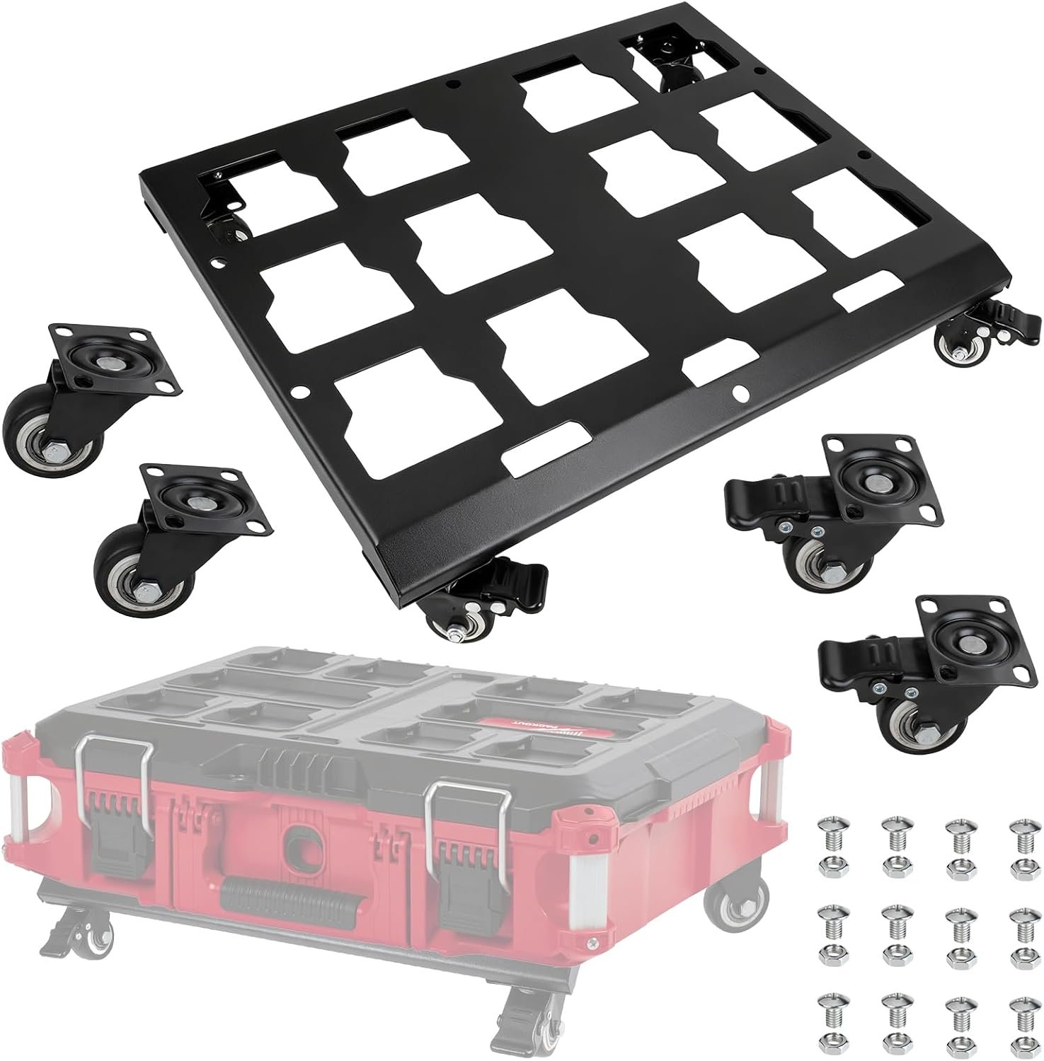 Upgraded Tool Box Dolly Compatible with Milwaukee Packout Carts Milwaukee Packout wheels equipped with locking wheels load capacity up to 200 pounds.