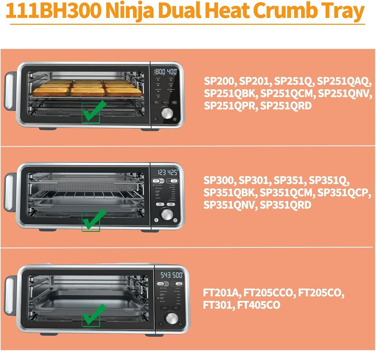Upgraded SP201 SP301 FT205CO Crumb Tray Replacement Parts for Ninja Foodi Crumb Tray 304 Stainless Steel 111BH300 Ninja Foodi Digital Air Fry Pro Countertop Flip Oven Bottom Tray Drip Pan Accessories - Image 5