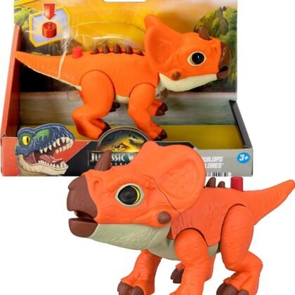 Fisher-Price Imaginext Jurassic World Dinosaur Action Figure with Kid-Activated Motion & Growing Spikes, 7.75-inch Aquilops Dino Toy