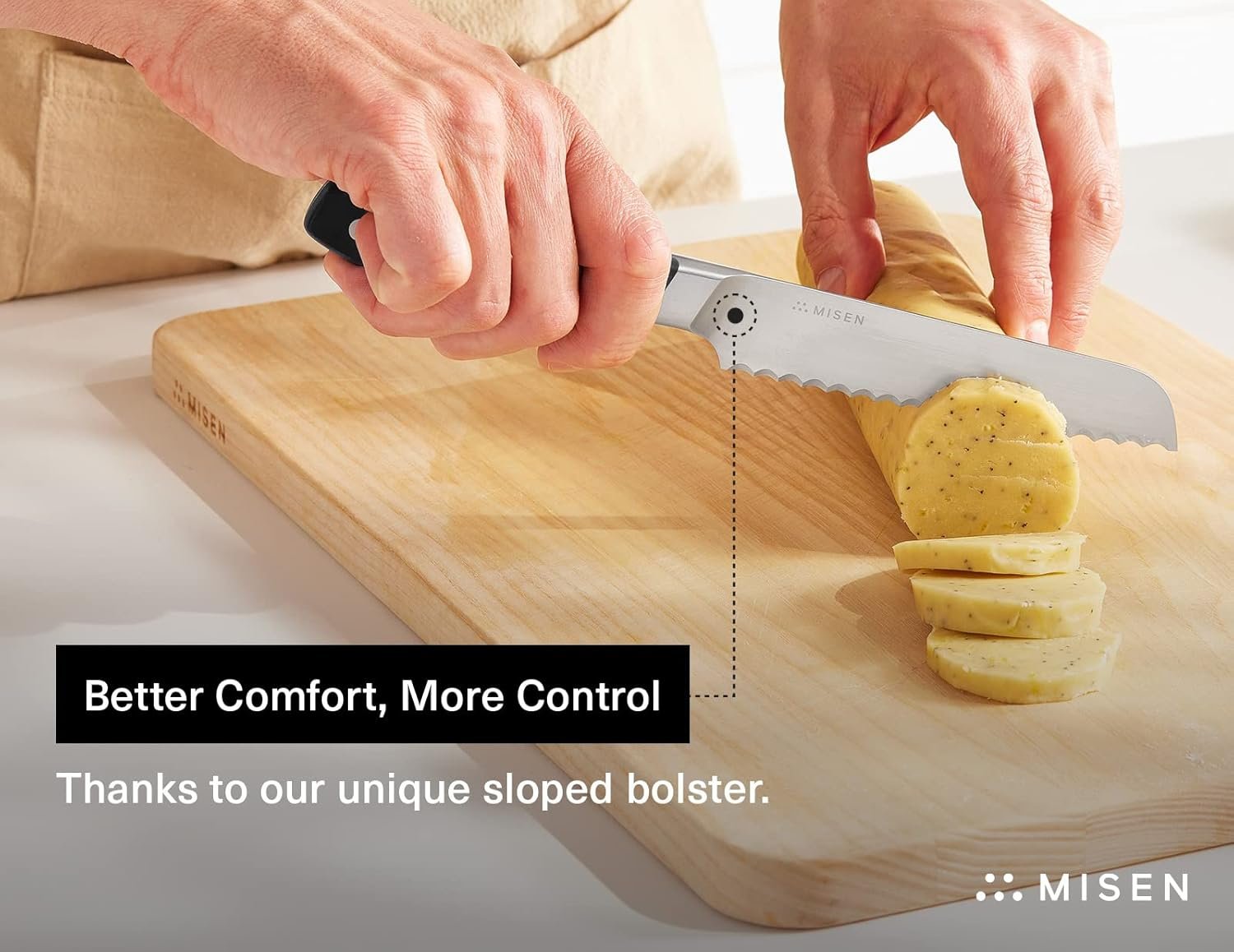 Misen Serrated Bread Knife - High-Carbon Japanese AUS8 Steel - Perfect for Soft Foods, Bread, Pastries, and Fruits - Verstatile Slicer, Razor-Sharp Edge, Durable Blade, Ergonomic Handle - 5", Black - Image 3