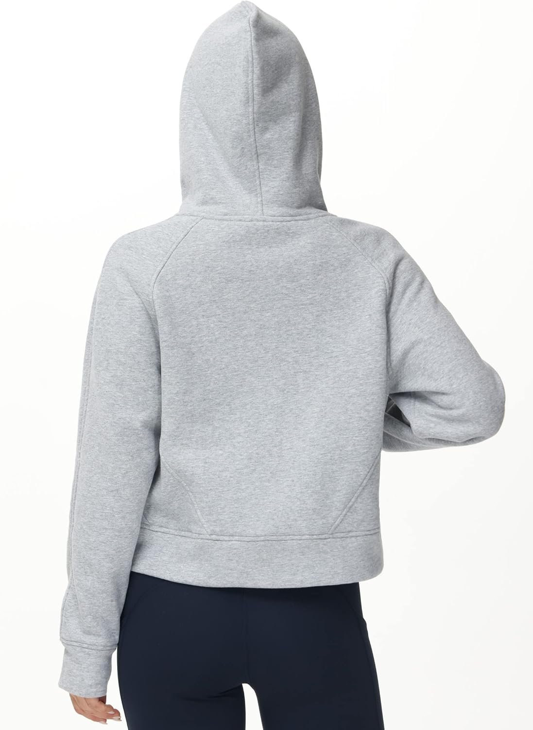 Women's Full-Zip Up Hoodies Jacket Fleece Workout Crop Tops Sweatshirts with Pockets Thumb Hole - Image 3