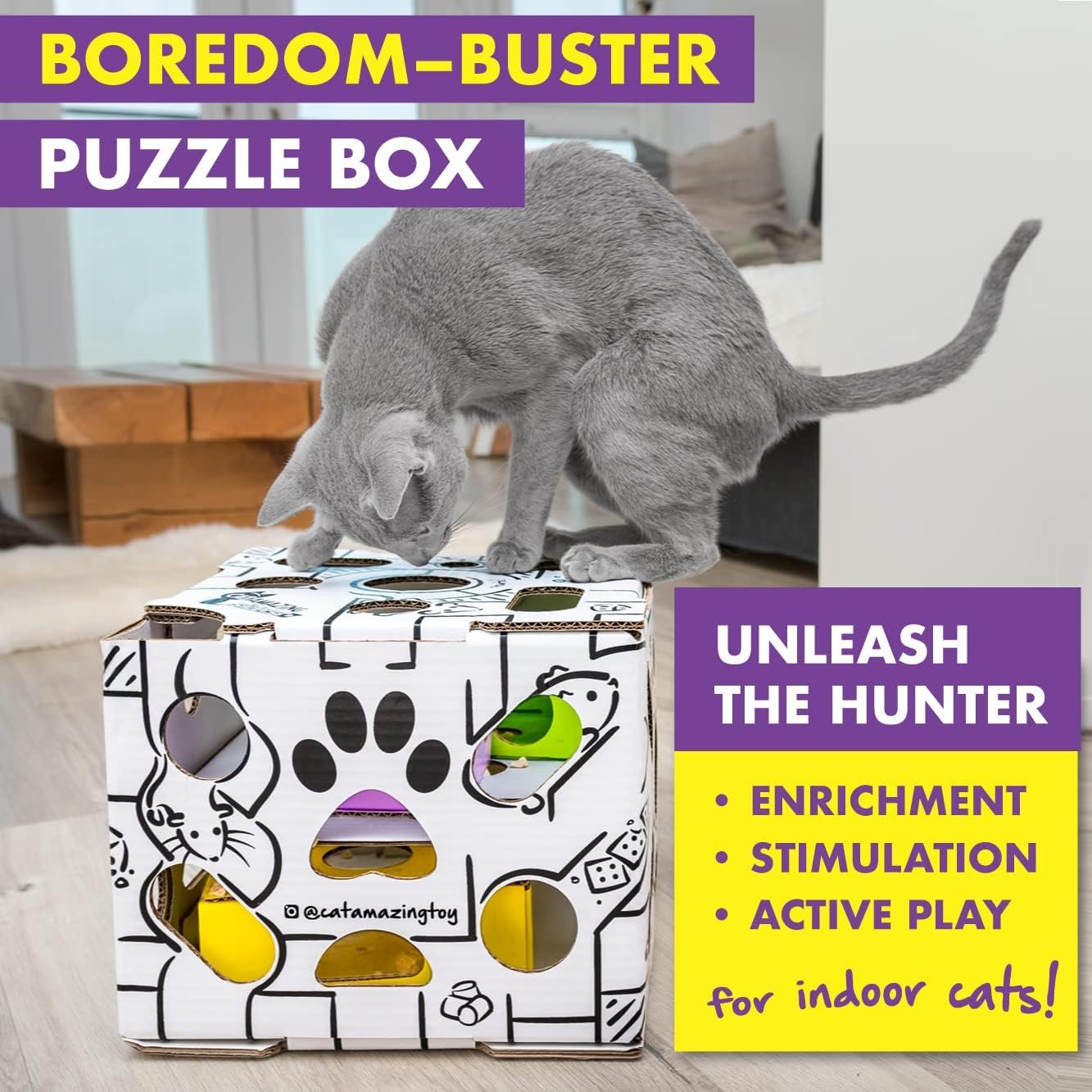 Cat Amazing Sliders – Puzzle Toy for Indoor Cats – Treat Box Interactive Maze – Enrichment Feeder – Best Cat Toy Ever! - Image 3