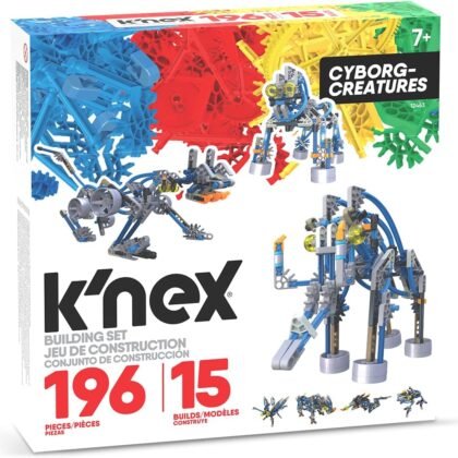 Basic Fun K'NEX | Cyborg Creatures 15 Model | Educational Toys for Boys and Girls, 196 Piece Stem Learning Kit, Engineering for Kids, Fun Colourful Construction Toys for Children Ages 8 12463
