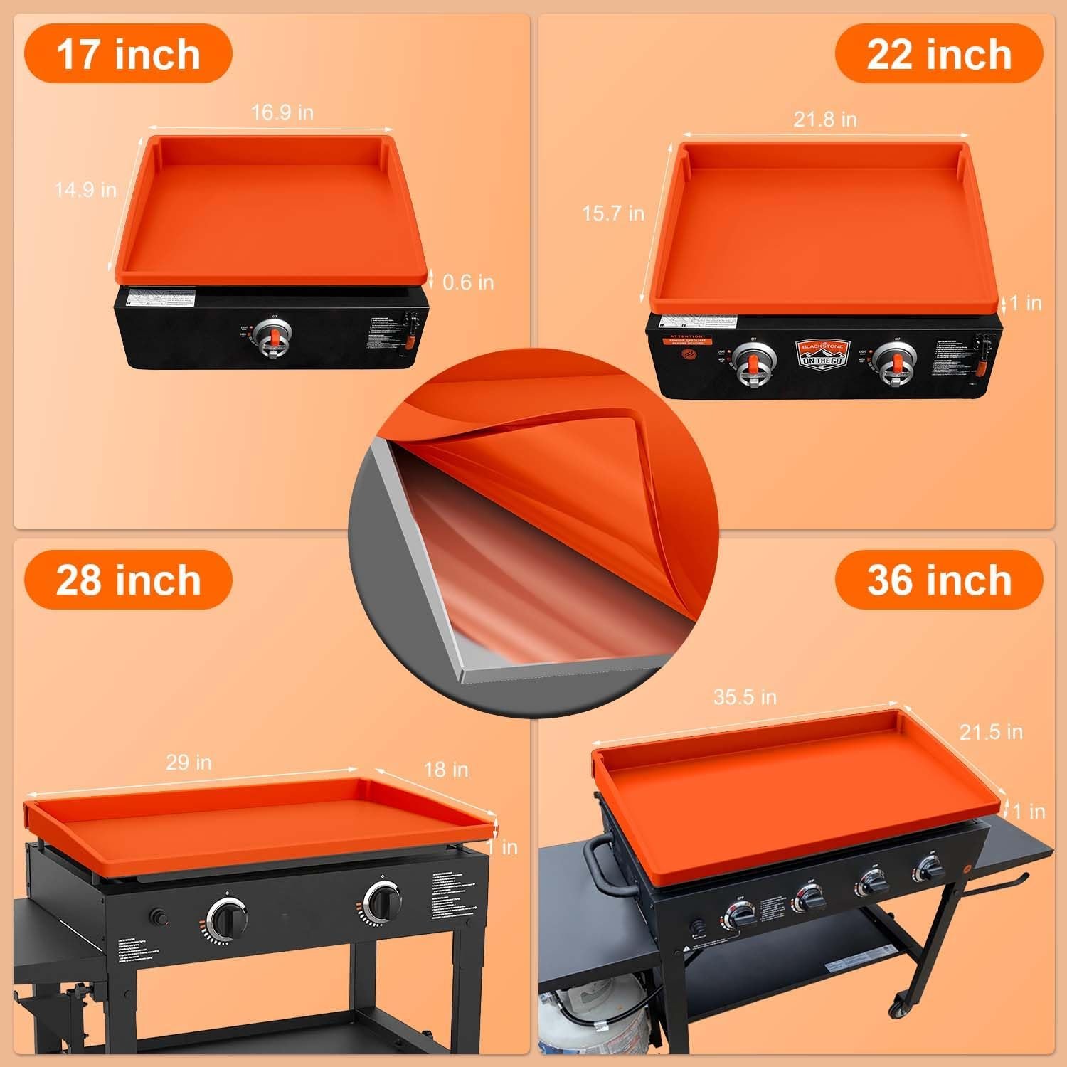 BANGIE Heavy Duty Silicone Griddle Mat (22 Inch) for Blackstone Griddle Cover Accessory - Full Wrap-Around Protection, Food Grade, Rust & Critter Guard, Easy Clean - Image 9