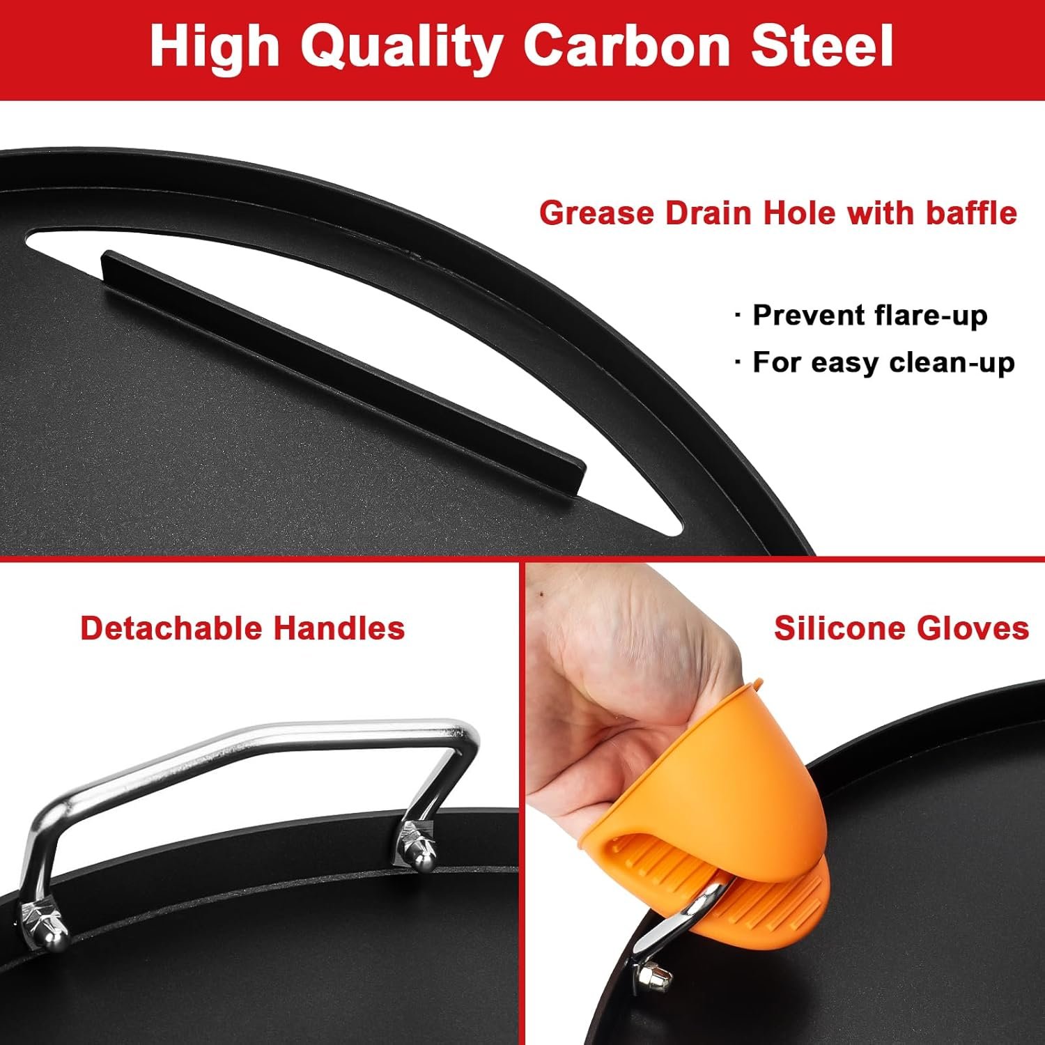 Full Size Griddle Inserts for Weber 22" Charcoal Grills, Flat Top Griddle for Weber 22" Original Kettle, Master-Touch and Performer Deluxe Charcoal Grill, Replacement Part for 8835 7435 7436 - Image 4