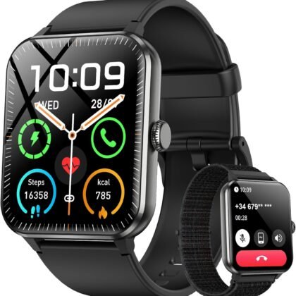 Blackview 2025 Smart Watch (Answer/Make Calls), Fitness Watch for Men and Women with Heart Rate/SpO2/Sleep Monitor/2 Straps, 100+ Sports Modes, IP68 Waterproof Activity Tracker for Android/iPhone