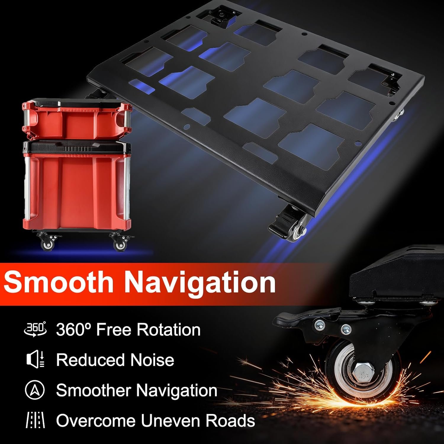Upgraded Tool Box Dolly Compatible with Milwaukee Packout Carts Milwaukee Packout wheels equipped with locking wheels load capacity up to 200 pounds. - Image 5