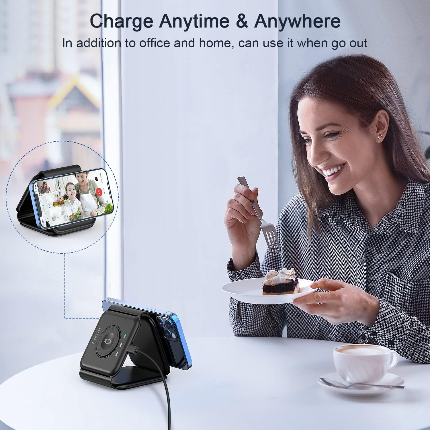 Wireless Charger 3 in 1,RTOPS Magnetic Travel Wireless Charging Station Multiple Devices,GaN 3 in 1 Charging Station,Compatible for iPhone16/15/14/13/Pro/Max,iWatch,AirPods4/3/2/Pro(Adapter Includes) - Image 6