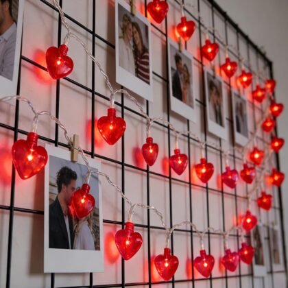 Luditek 14.7ft 40LED Valentines Day Decorations String Lights, Battery Operated Heart Shape Hanging Garland Valentine's Day Decor for Indoor Outdoor Home Room Party Wedding