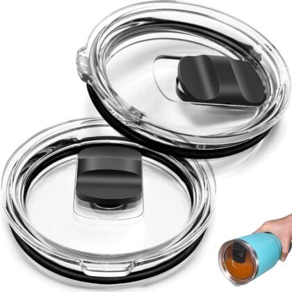 Tumbler Lid for Yeti 30 oz Tumbler, 14 oz Mug and 35 oz Straw Mug, 2 Pack Cup Lid Cover Spill Proof with Magnetic Slider Switch