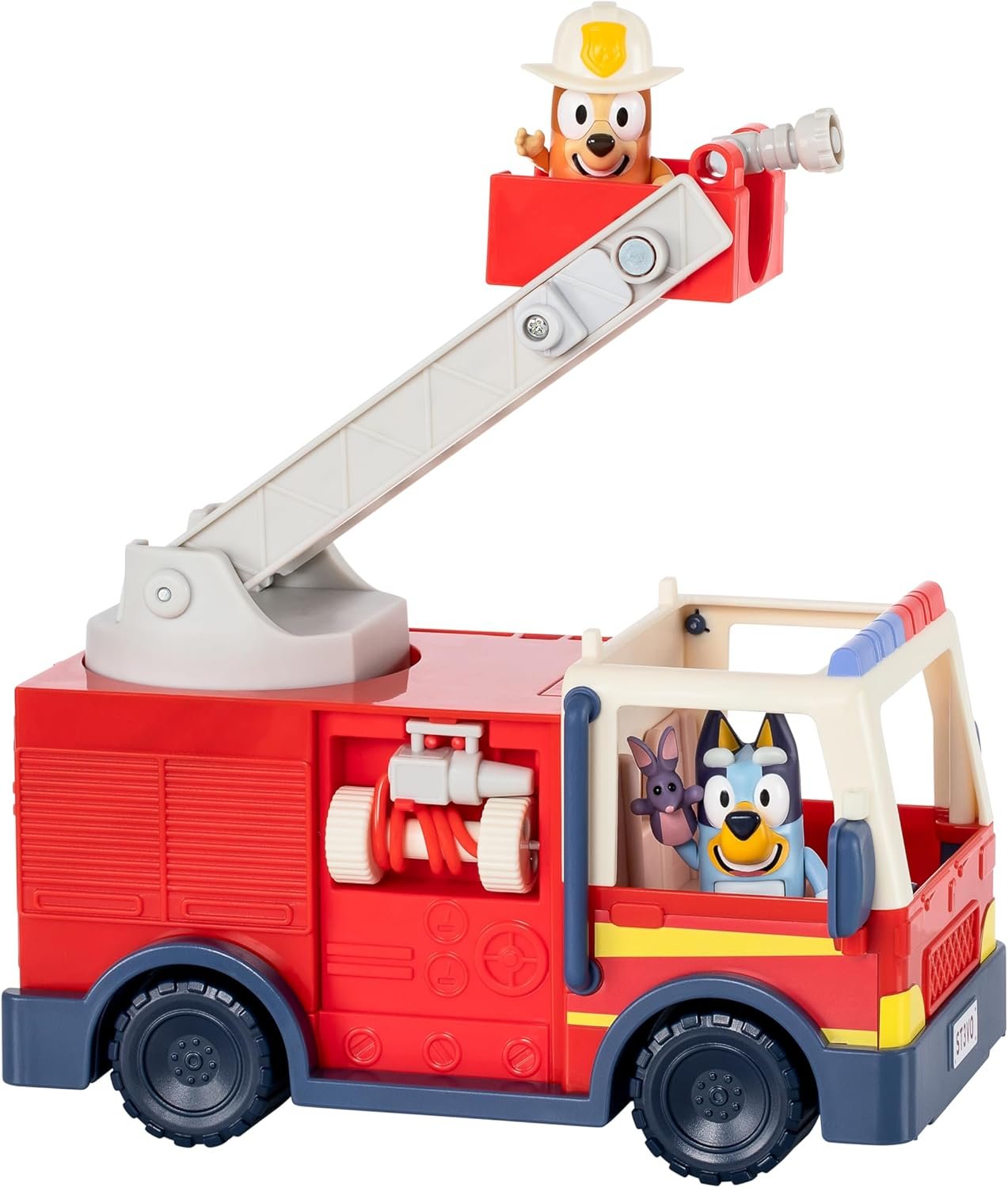 Bluey Firetruck Toy Playset with Firefighter Bingo, Bluey & Bob Bilby, Toddler Fire Truck w/ Spinning Ladder, Water Hoses for Kids Ages 3+ - Image 5