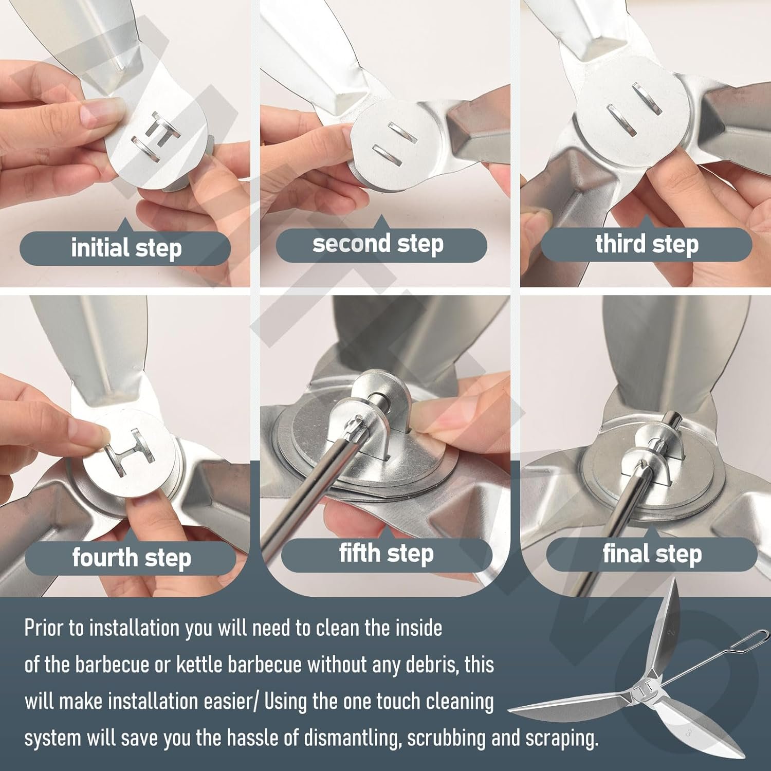 22-1/2-Inch One-Touch Cleaning System Kit, 7444 Replacement Parts-Grill Damper for Weber Grill, Also for Master-Touch Series, Performer Series, and Original Kettle Series 22" Charcoal Grills, Silver - Image 3