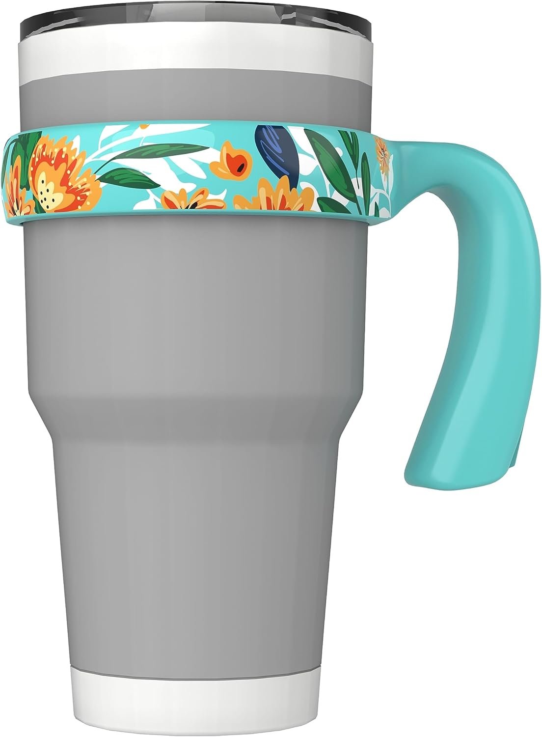 Handle For YETI 30 Oz Tumbler, For YETI 30 Oz Tumbler Handle With Anti-Slip And Floral Design, Turquoise, 1 Pack