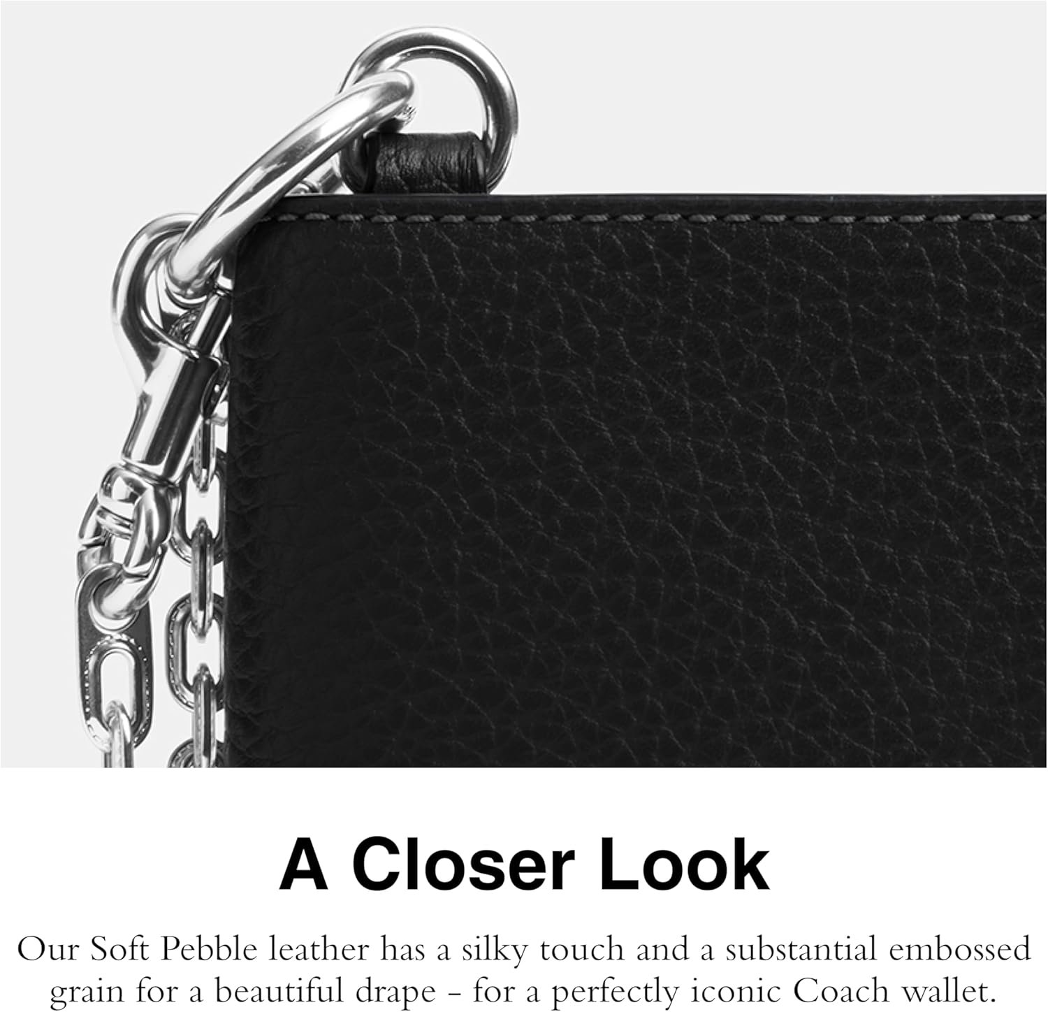 COACH Mens, Billfold Wallet With Chain, Black, One Size - Image 4