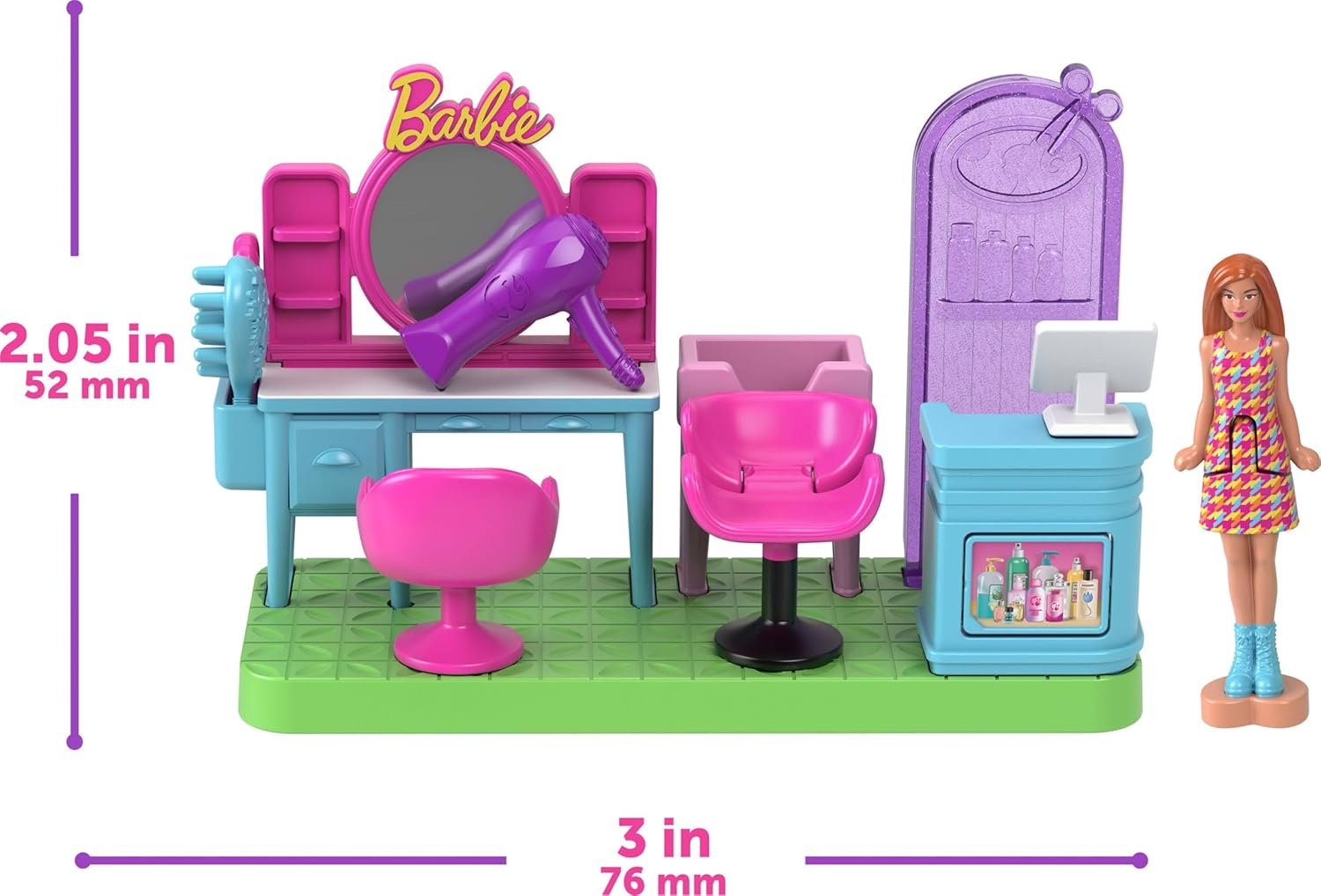 Barbie Mini Land DreamHouse & 3 Playsets with 4 1.5-Inch Dolls, Doll House Furniture & Accessories, Includes Pet Boutique, Hair Salon, & Supermarket - Image 5