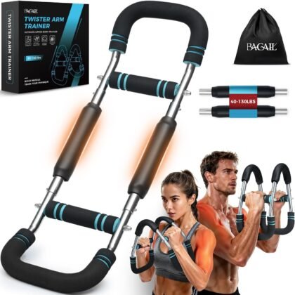 BAGAIL Twister Arm Trainer, 5 or 9 Level Resistance (30-140 lbs) for Chest & Arm Workout, All-in-One Home Gym Strength Training Equipment with Ergonomic Grips & Carry Bag for Men and Women