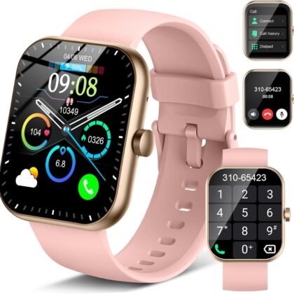 Smart Watch(Answer/Make Call), 1.96" Smartwatch for Men Women, 2025 New Fitness Watch with 110+ Sport Modes, Pedometer, Heart Rate/Sleep Monitor, IP68 Waterproof Activity Tracker for Android iOS