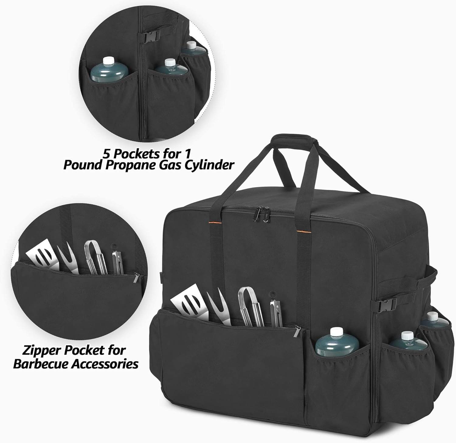 samdew Carry Bag for 22 Inch Tabletop Griddle with Hood, Outdoor Grill Cover Compatible with Blackstone 22 Inch Tabletop Griddle with Hood, Portable Camping Grill Storage Case with Pockets, Bag Only - Image 2